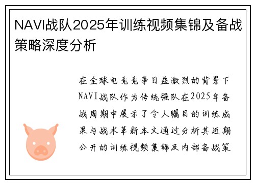 NAVI战队2025年训练视频集锦及备战策略深度分析